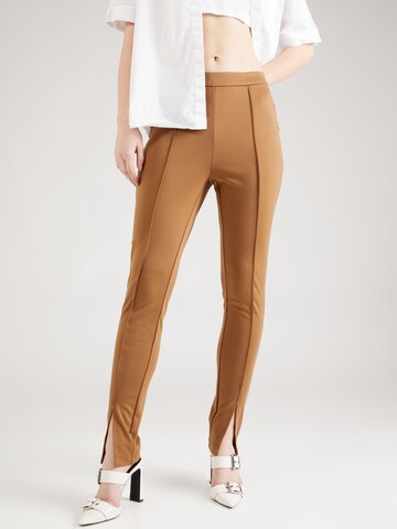 VILA Slim fit Trousers 'IVA AMERONE' in Brown: front