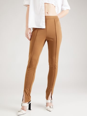 VILA Slim fit Pants 'IVA AMERONE' in Brown: front