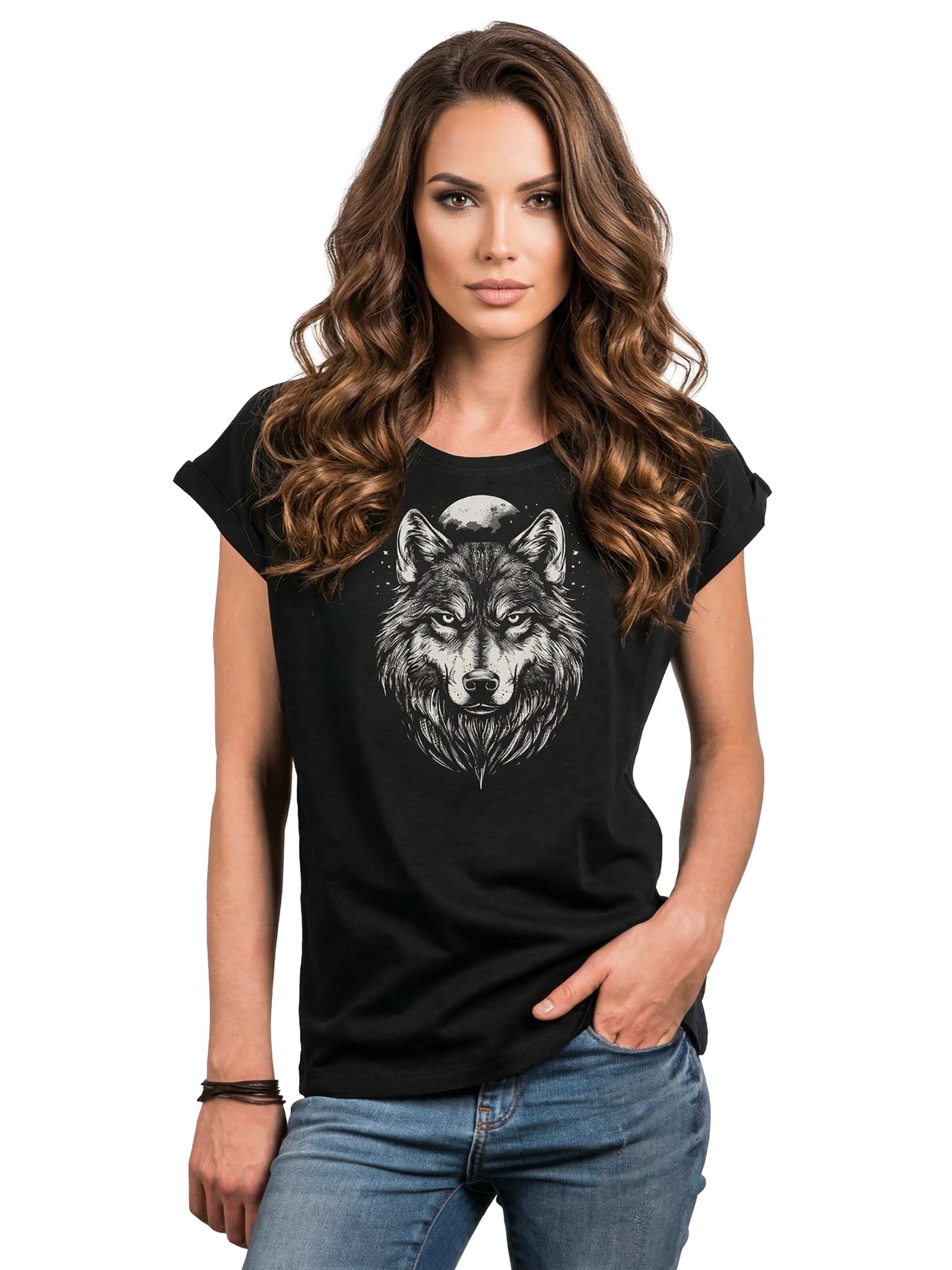 MAKAYA Shirt 'Wolf' in Black: front