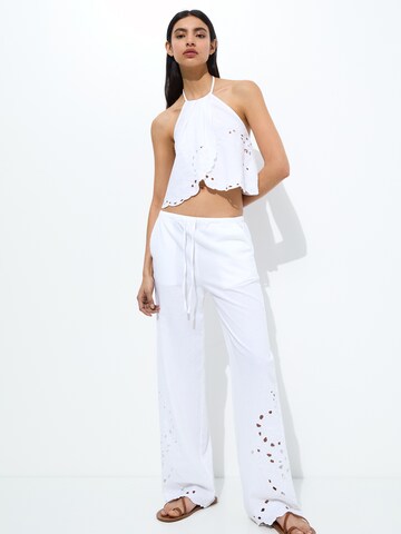 Pull&Bear Loosefit Broek in Wit