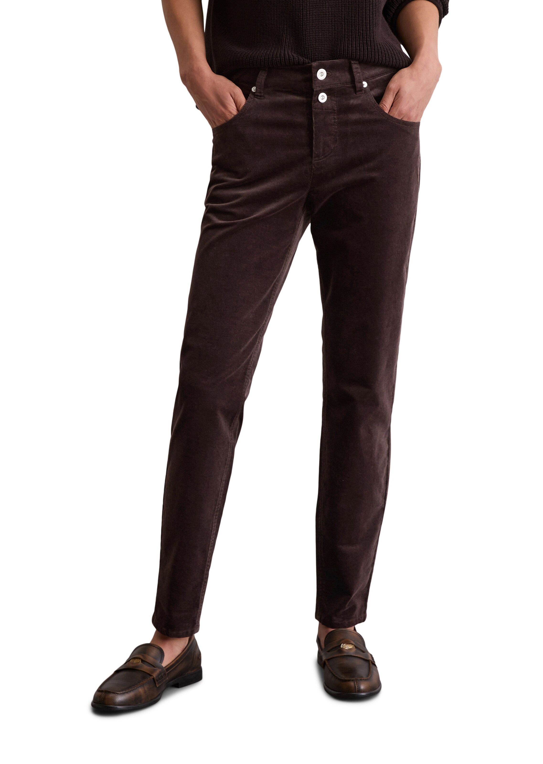 Marc O'Polo Обычный Штаны 'Theda' в Коричневый: спереди