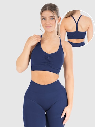 Smilodox Bustier Sport bh 'Solid Scrunch' in Blauw: voorkant