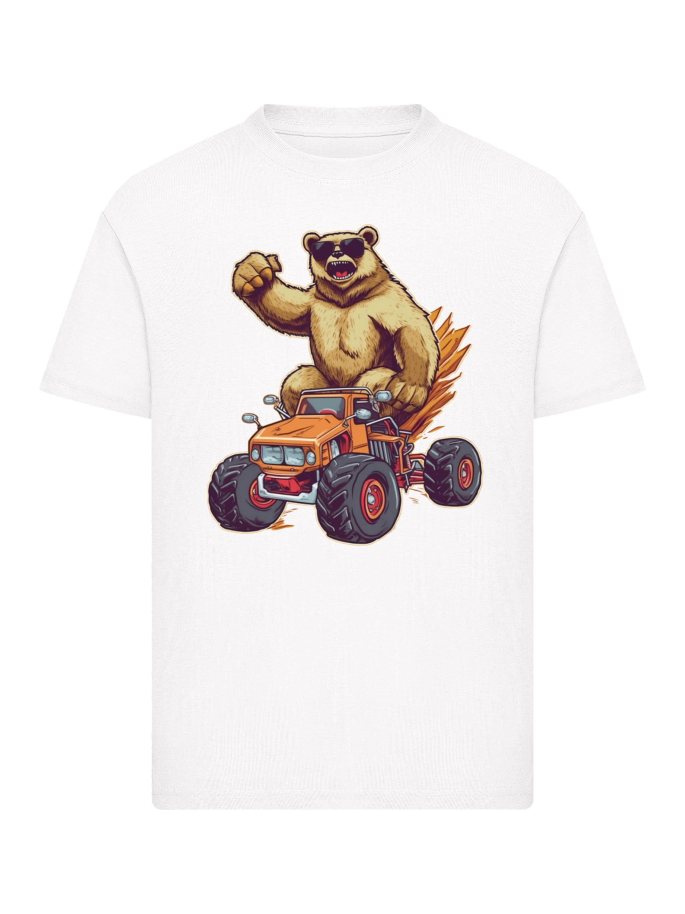 T-Shirt 'Monster Truck Cool Bear' F4NT4STIC en blanc : devant