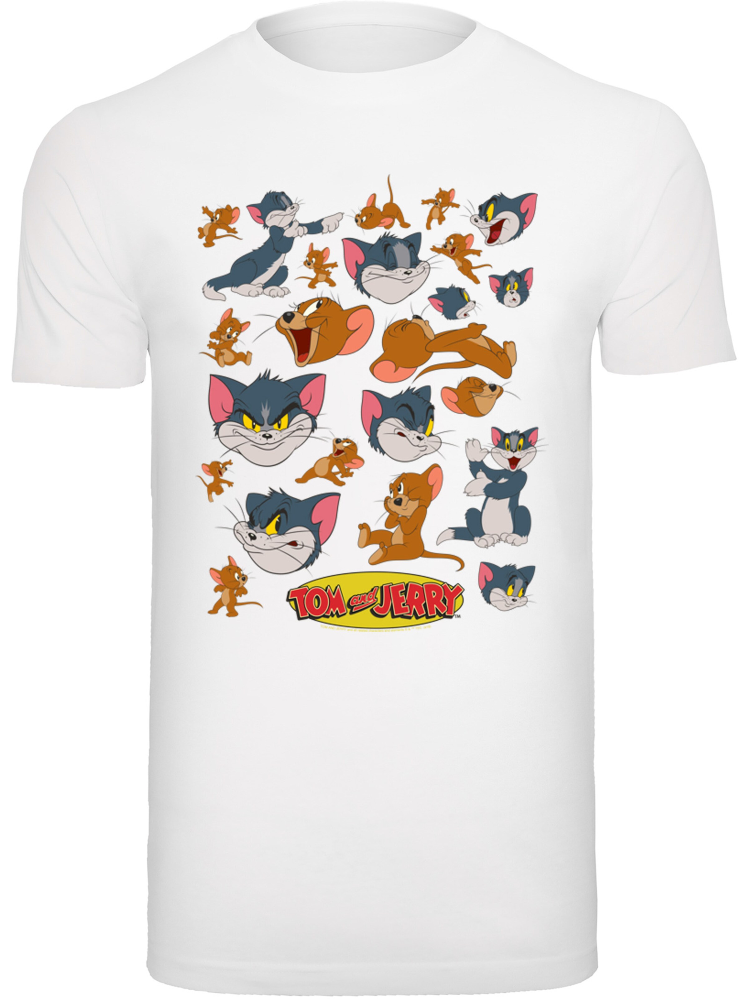 F4NT4STIC Shirt 'Tom And Jerry Many Faces' in Weiß: Vorderseite