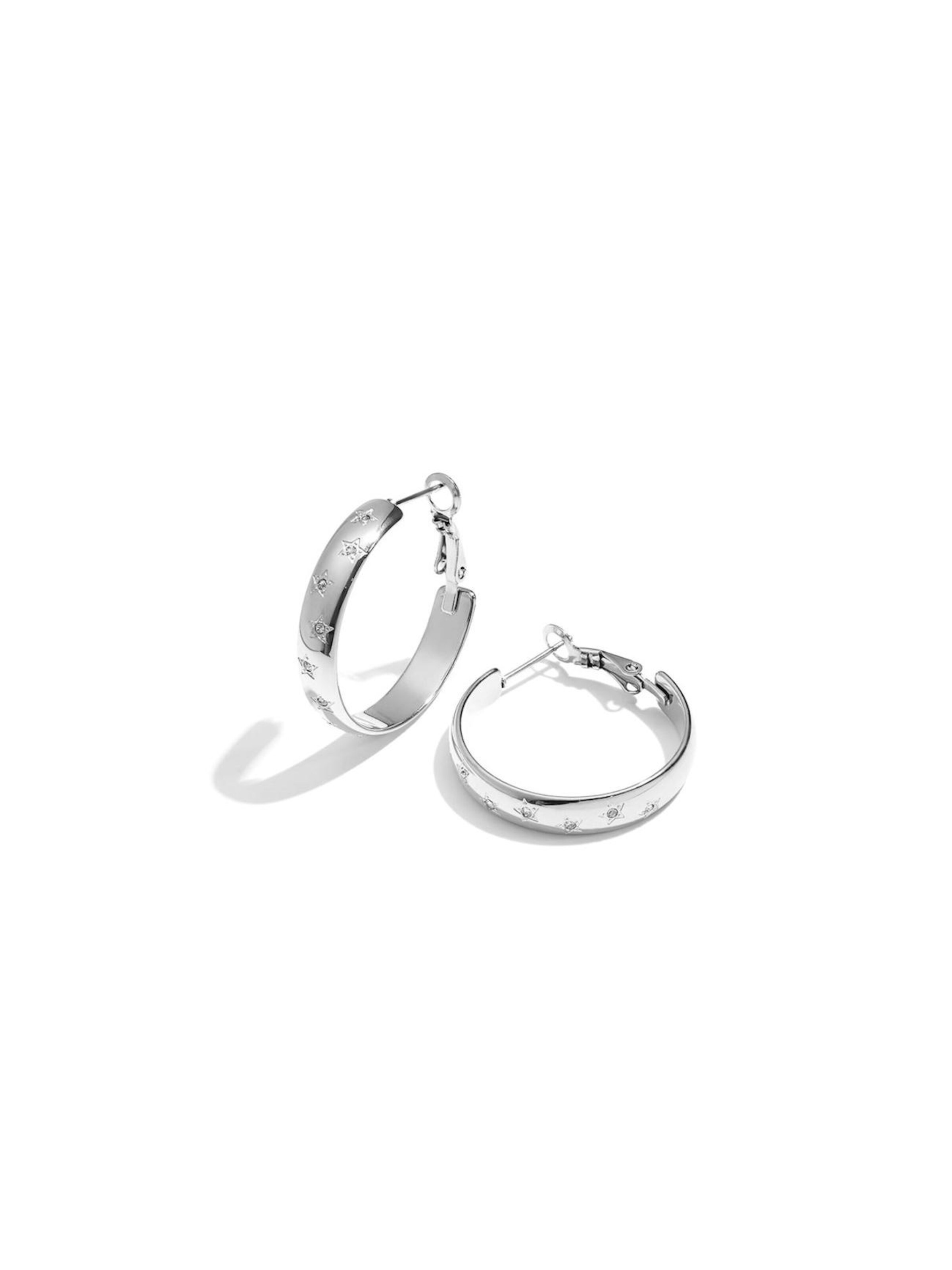 Cala Rose Earrings 'STAR HOOPS' in Silver: front