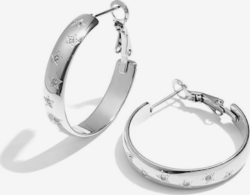 Boucles d'oreilles 'STAR HOOPS' Cala Rose en argent : devant