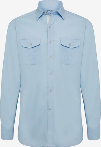 Boggi Milano Regular fit Overhemd in Blauw: voorkant