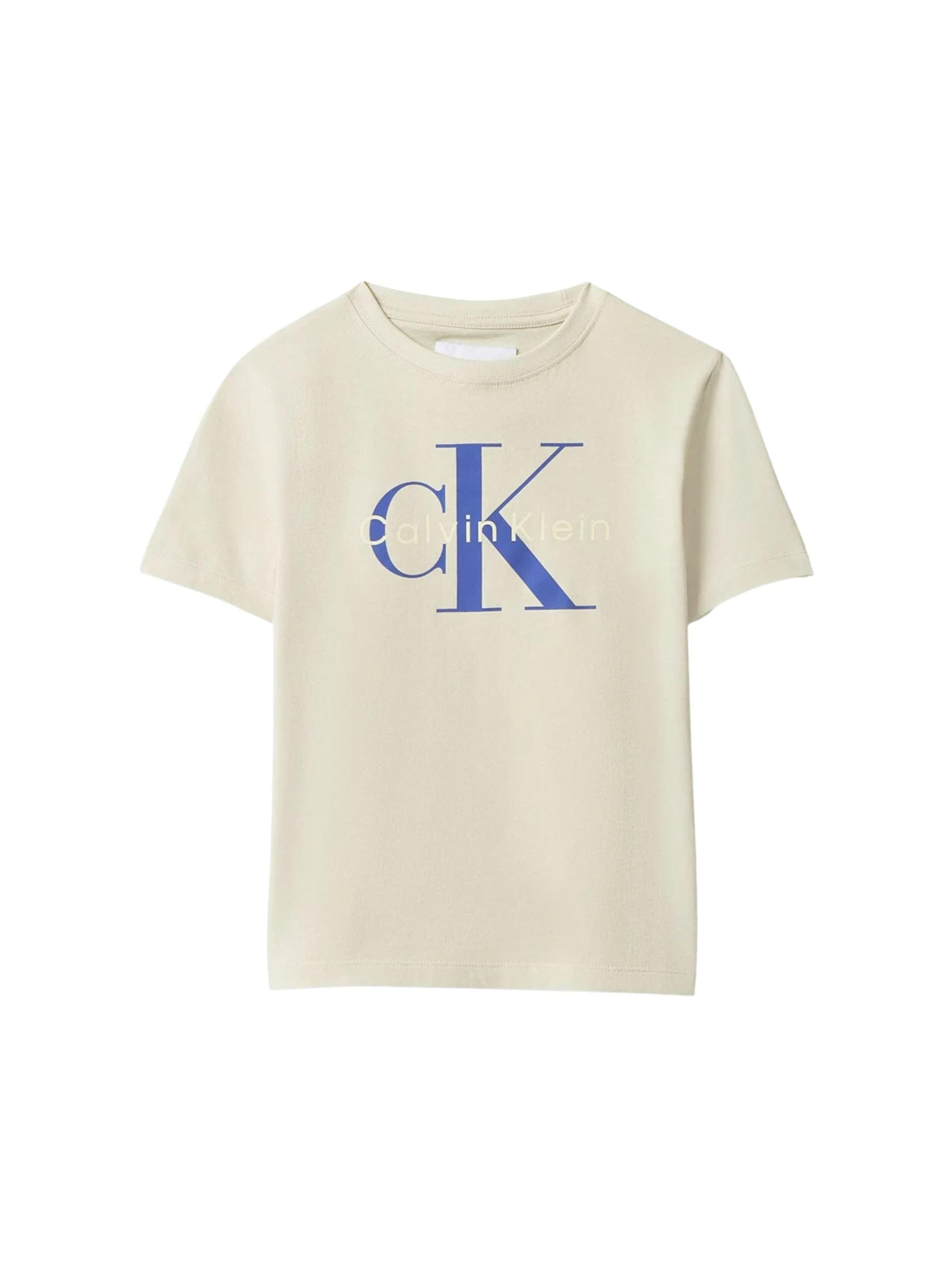T-Shirt 'CK MONO LOGO SS T-SHIRT' Calvin Klein Kids en beige : devant