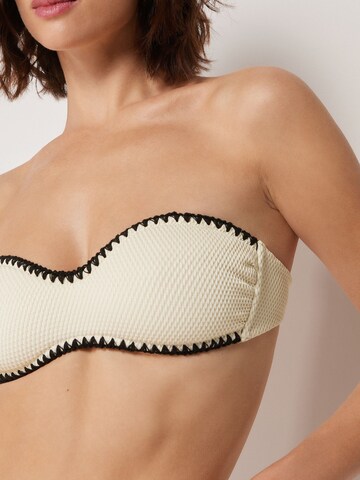CALZEDONIA Bandeau Bikinitop 'Bicolor Embroidery' in Beige