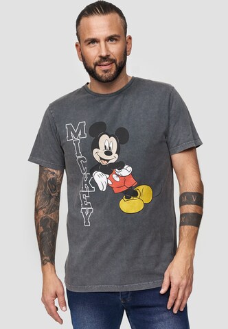 Recovered T-Shirt 'Disney Mickey Leaning' in Grau: Vorderseite