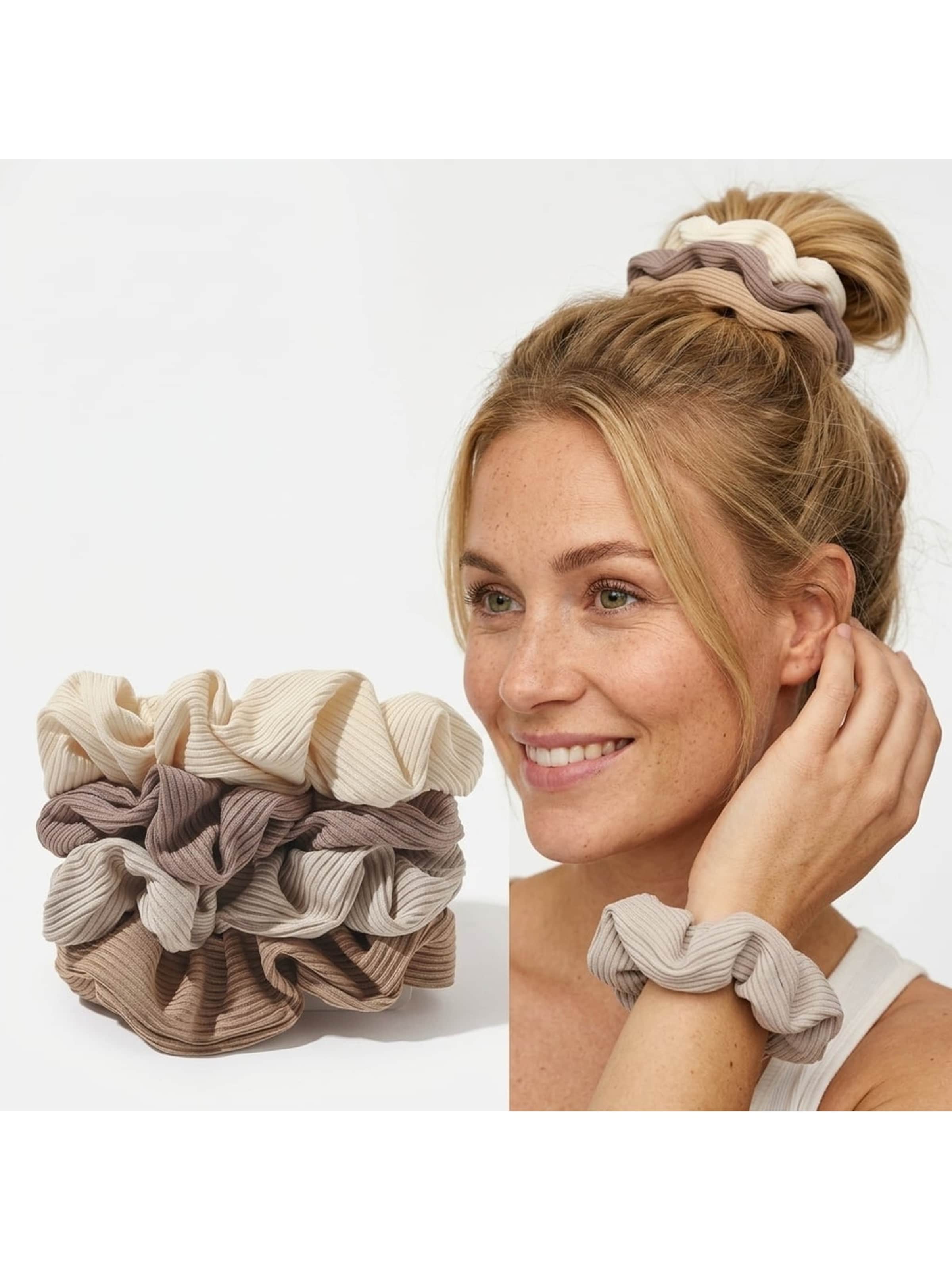 soho Hair accesoires Κοσμήματα για τα μαλλιά 'SOHO Ivory Scrunchies - set of 4' σε μπεζ