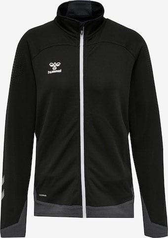 Hummel Athletic Zip-Up Hoodie in Black: front