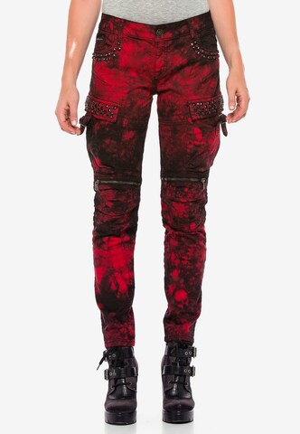 CIPO & BAXX Slimfit Cargojeans in Rood: voorkant