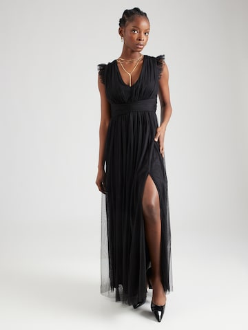 Maya Deluxe Evening Dress in Black: front