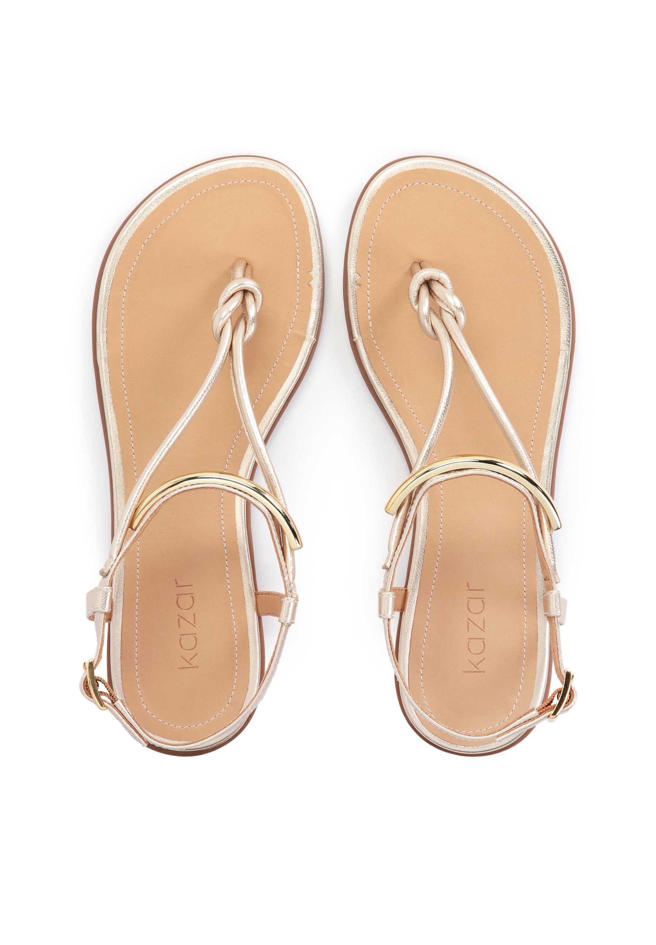 Kazar T-bar sandals in Gold
