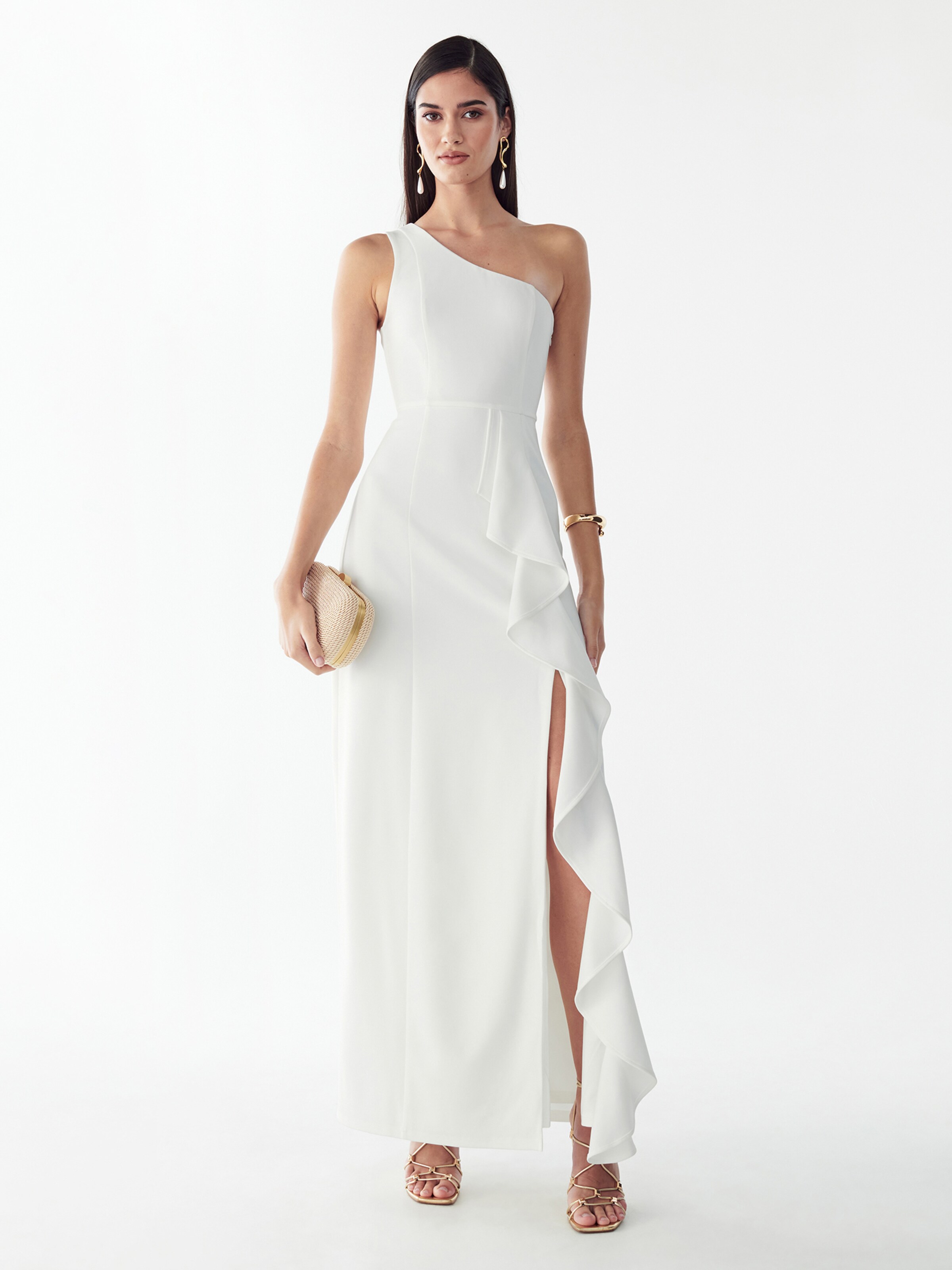 BWLDR Βραδινό φόρεμα 'CATIA DRESS' σε λευκό: μπροστά