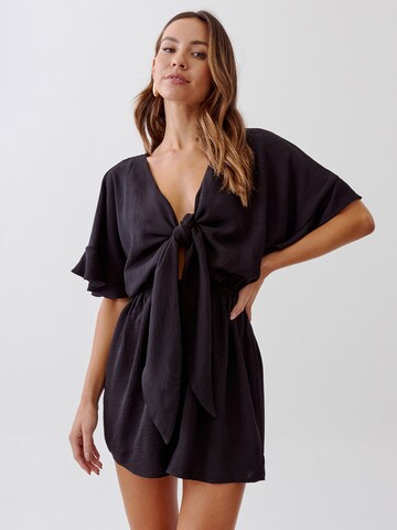 Tussah Jumpsuit 'LIANA' in Zwart: voorkant