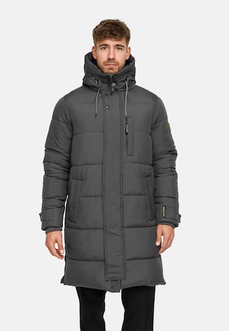 INDICODE JEANS Winterjas 'Studs' in Grijs: voorkant