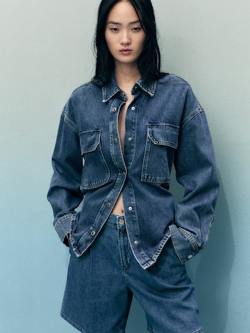 MANGO Loosefit Pressveckade jeans 'MARINA' i blå