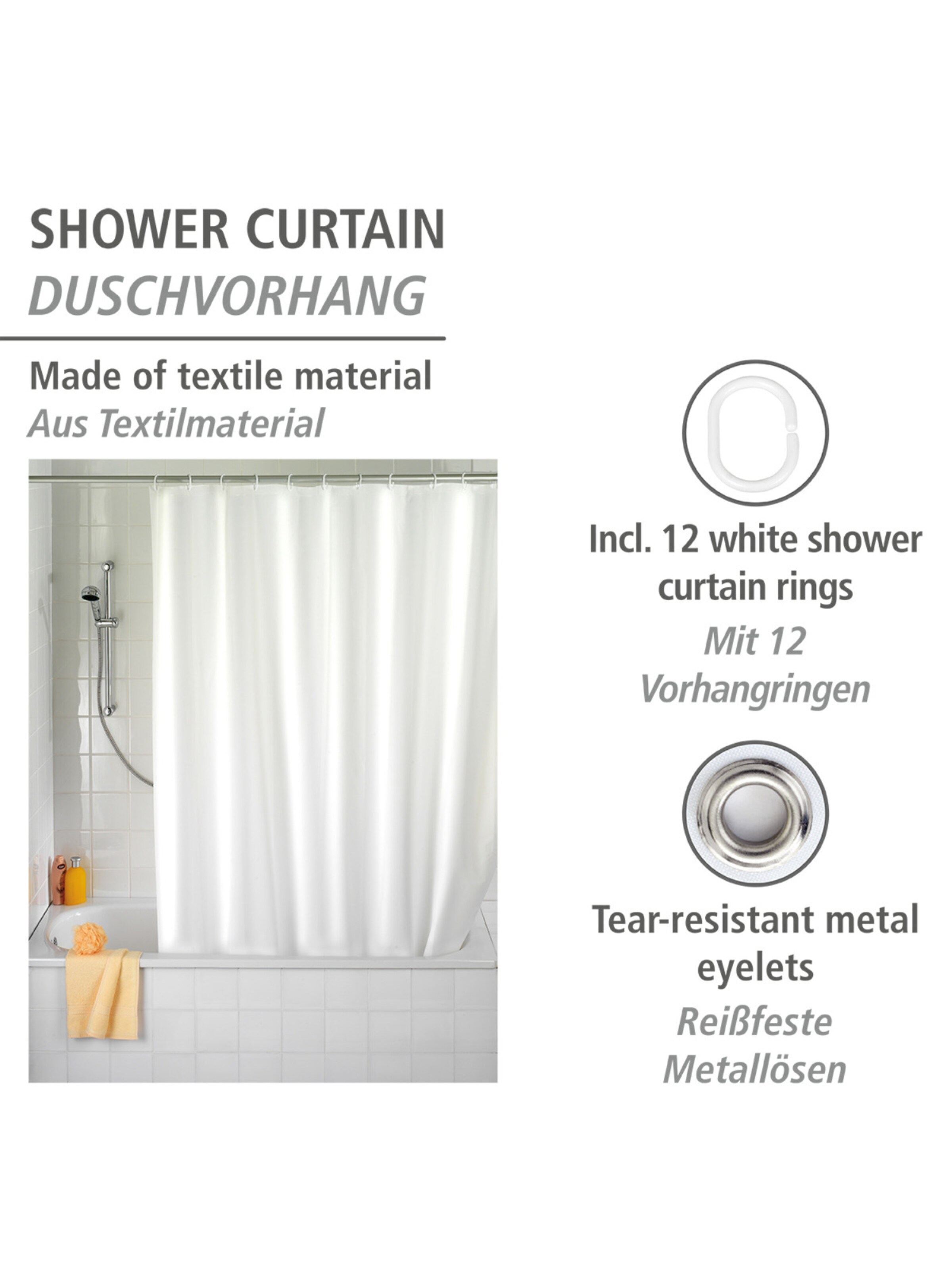 Wenko Shower Curtain in White