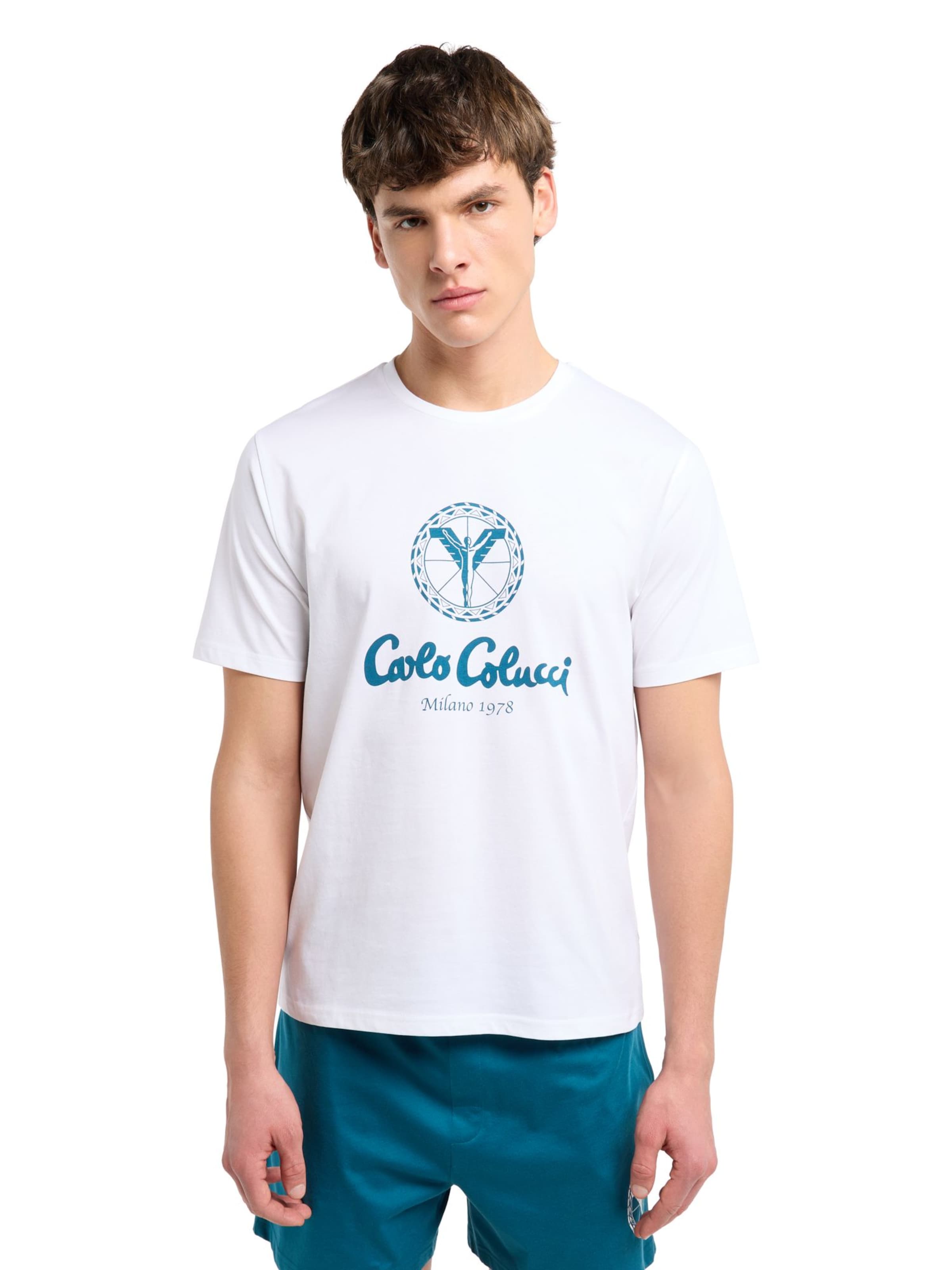 Carlo Colucci Pyjama kort ' Ferreri ' in Blauw: voorkant
