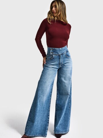 IT'S BASIC Wide leg Jeans 'Palazzo Mid Rise Jeans' in Blauw