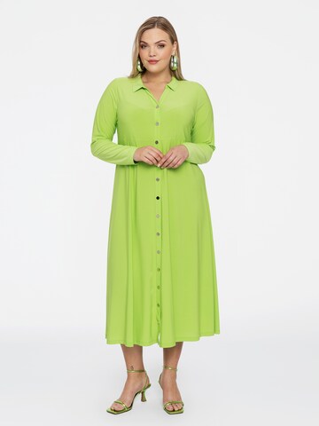 Yoek Shirt Dress in Green