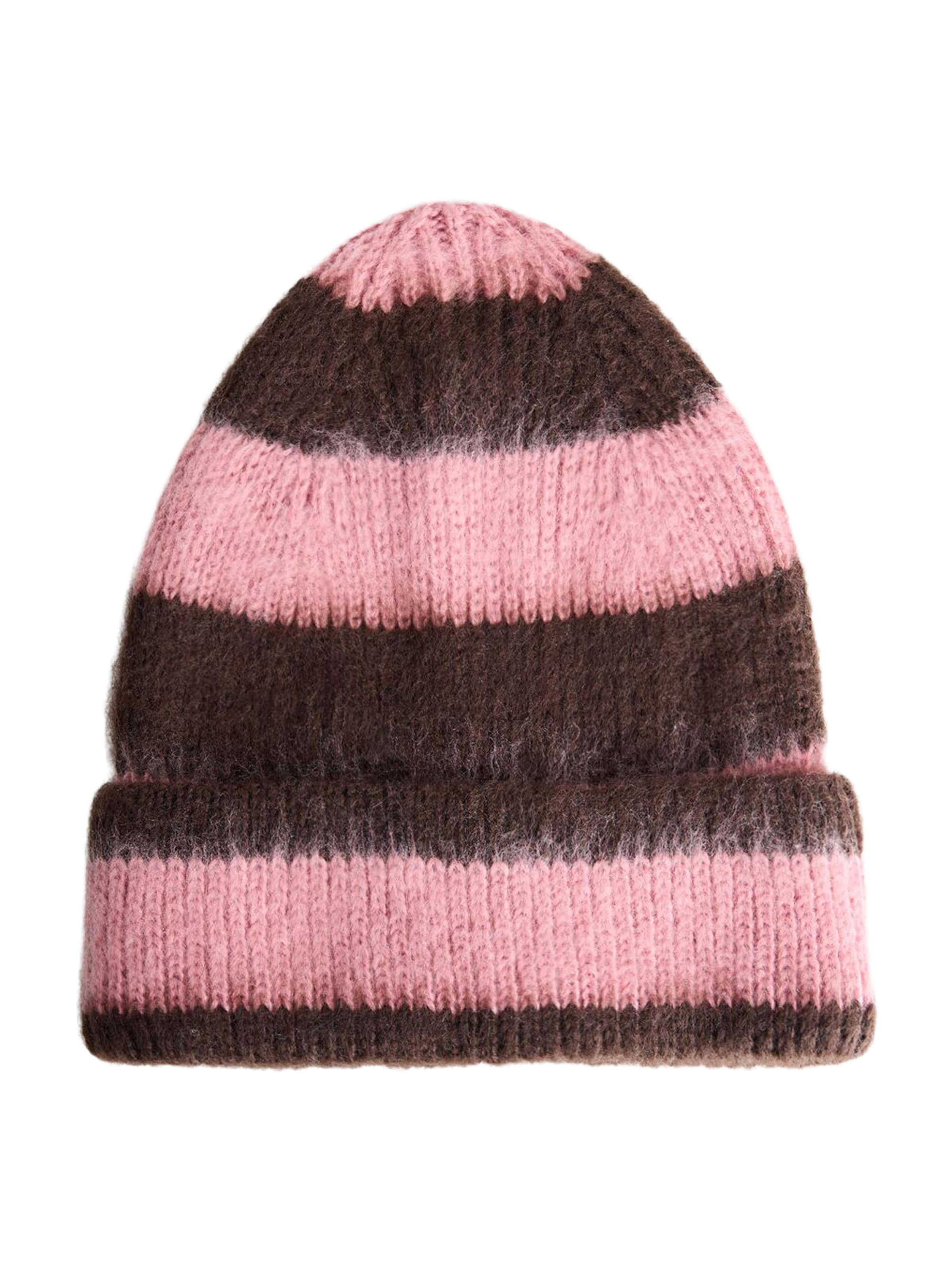 Bershka Čepice - tmavě hnědá / růžová, Produkt