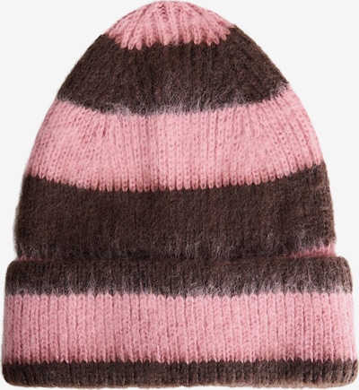 Bershka Czapka w kolorze ciemnobrązowy / różowy pudrowym, Podgląd produktu
