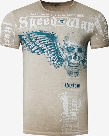 Rusty Neal Shirt 'Flying Skull' in Bruin: voorkant