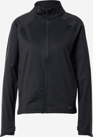 UNDER ARMOUR - Sudadera con cremallera deportiva en negro: frente