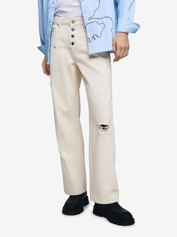 Wide leg Jeans de la Desigual pe alb: față