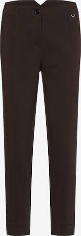 Marc Cain Slim fit Pleat-Front Pants in Brown: front