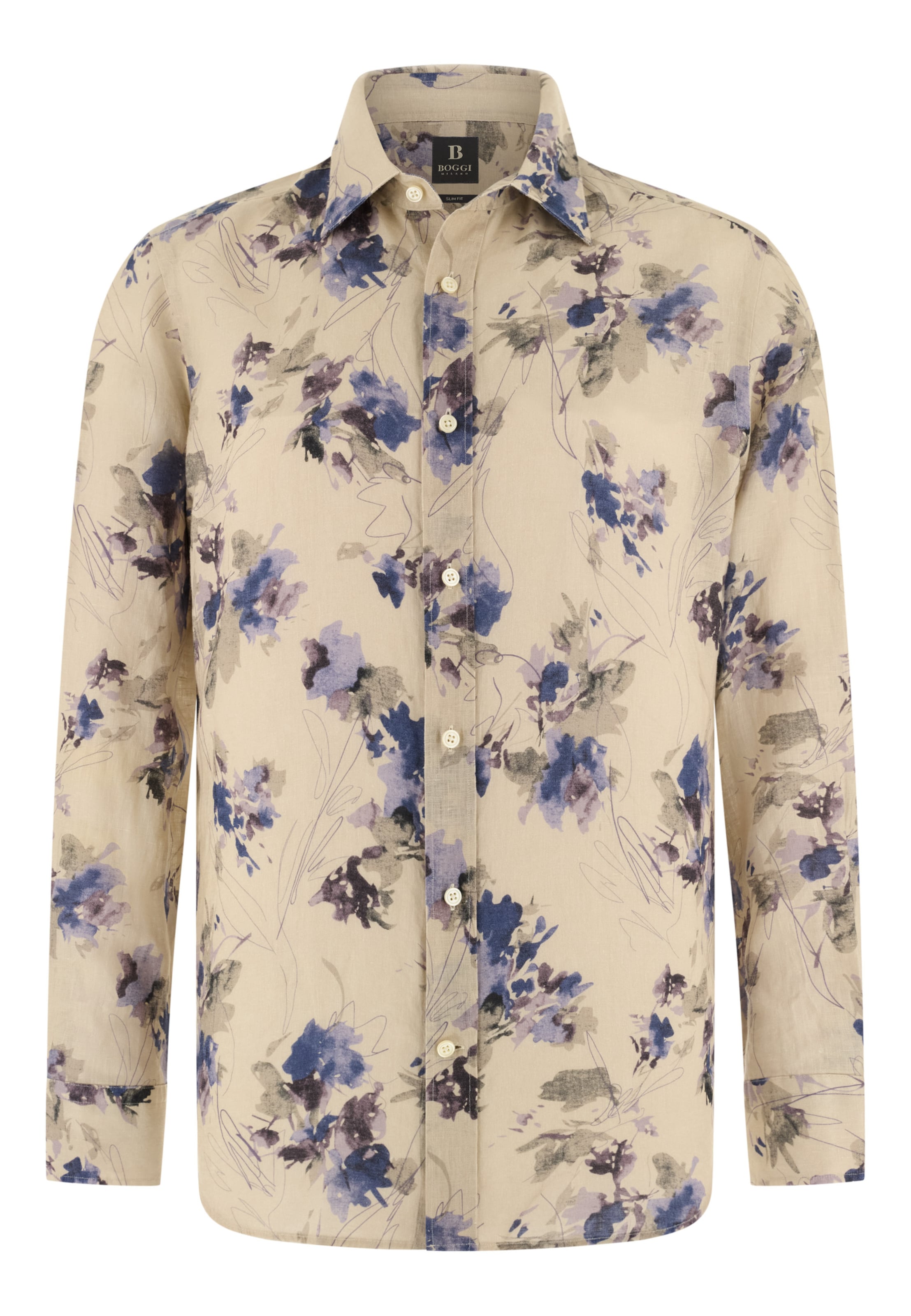 Boggi Milano Regular fit Button Up Shirt in Beige: front