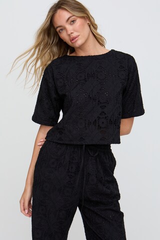 RAFFYA Bluse 'Opal Broderie Anglaise' in Schwarz: Vorderseite