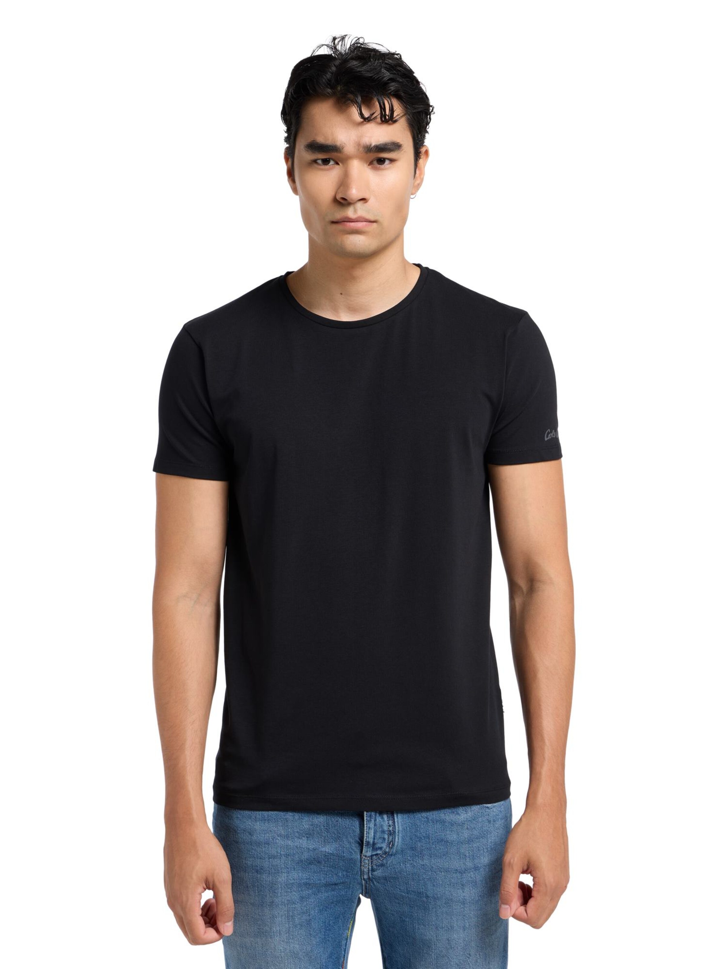 Carlo Colucci T-Shirt 'Cavallaro' in Schwarz: Vorderseite