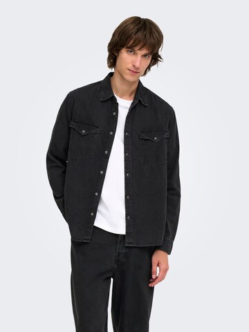 Only & Sons Regular fit Button Up Shirt 'ONSRAY' in Black