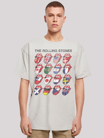 F4NT4STIC Shirt 'The Rolling Stones Voodoo Lounge Tongues' in Grijs: voorkant