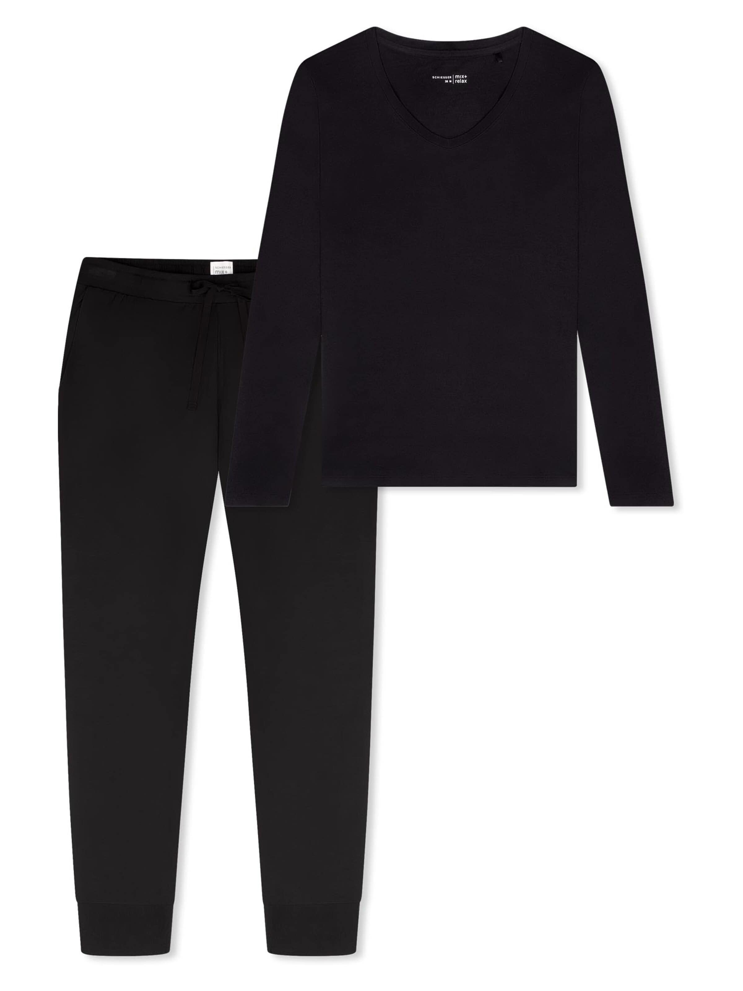 SCHIESSER Pyjama 'Mix & Relax'‌‌‌‌‌ in Schwarz: Vorderseite