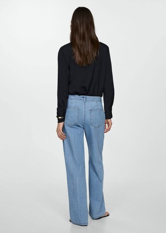 MANGO Wide Leg Jeans med lægfolder 'Arletita' i blå