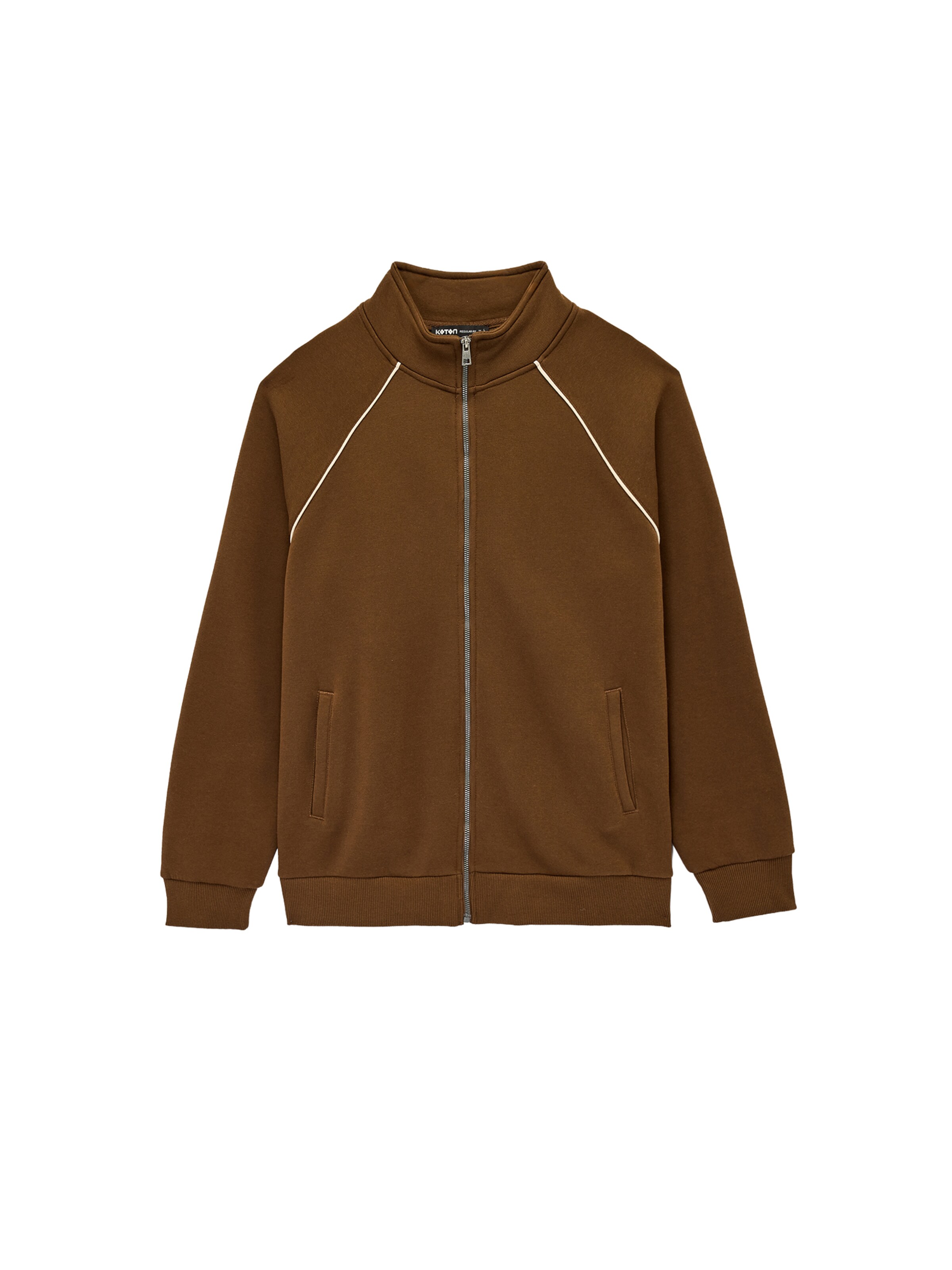 Koton Zip-Up Hoodie in XXXL in Brown / White, Item view