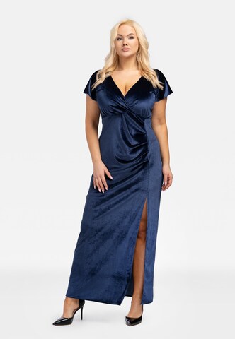 Robe de cocktail 'WALERIA' Karko en bleu : devant