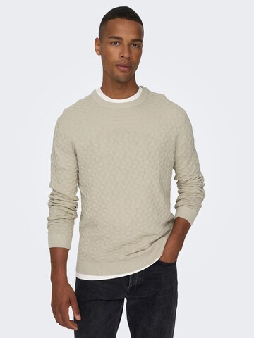 Only & Sons Sweater 'Kalle' in Beige