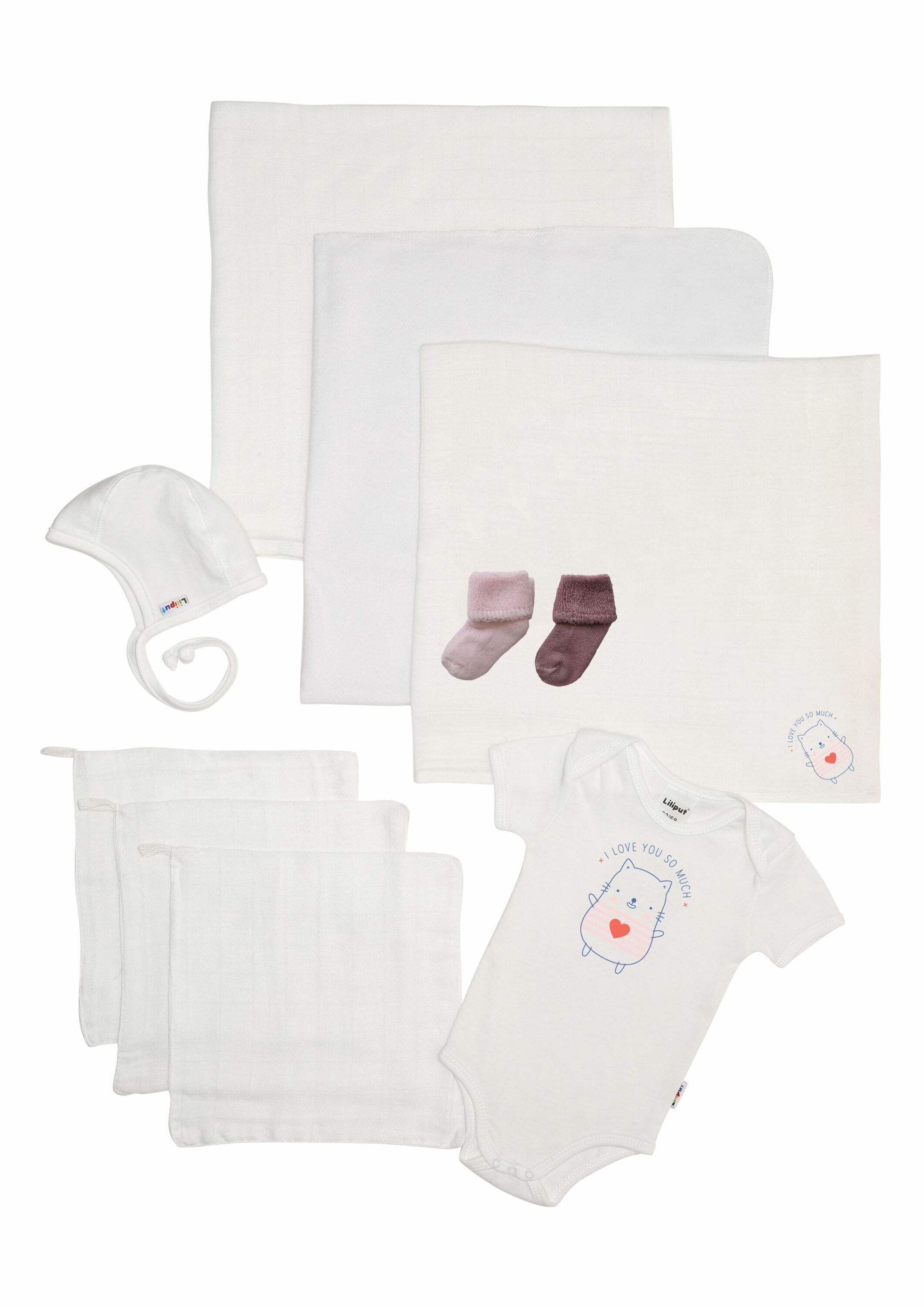 LILIPUT Erstausstattungspaket 10tlg. weiß "I love you so much" in Weiß: Vorderseite