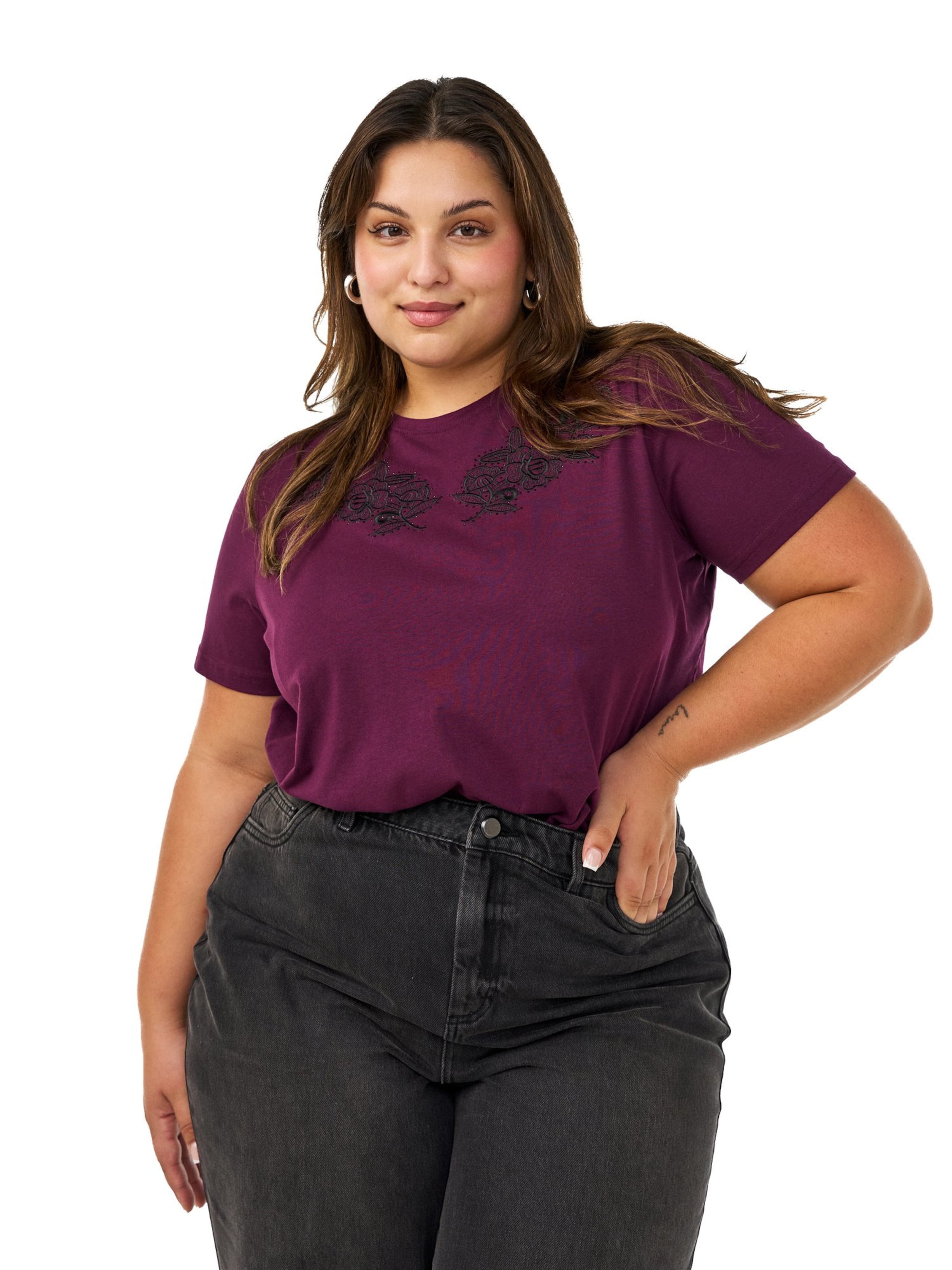 Zizzi Shirt in Lila: voorkant