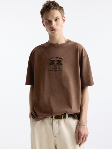 T-Shirt Pull&Bear en marron : devant