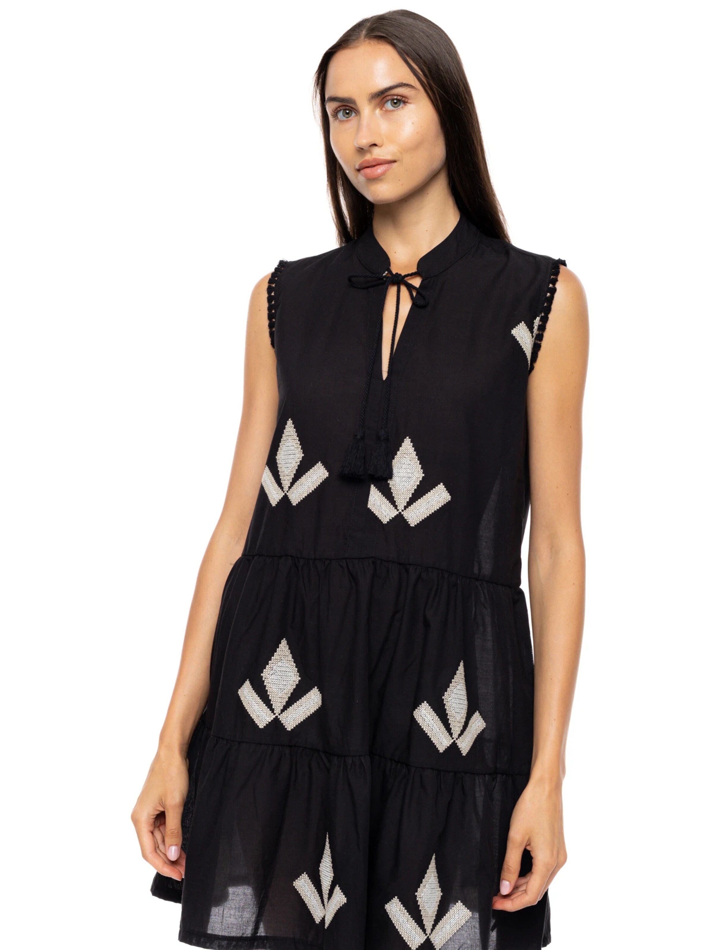 Pink Label - Vestido de verano 'BEACHWEAR MAROCCO EMBRODERY' en negro