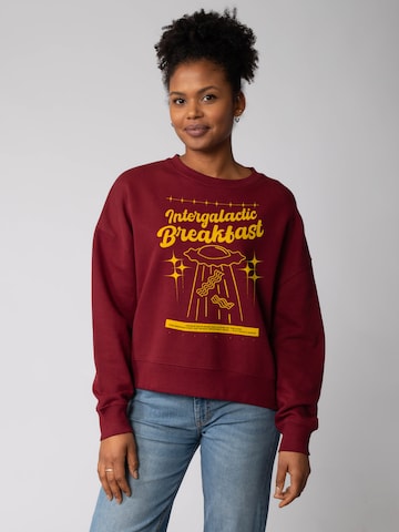 Sweat-shirt ' Intergalactic Breakfast ' Watapparel en rouge : devant