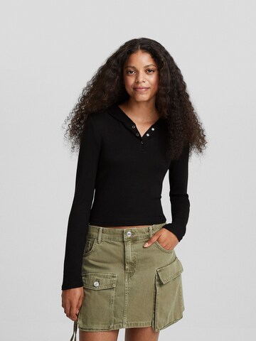 Bershka Shirt in Zwart: voorkant