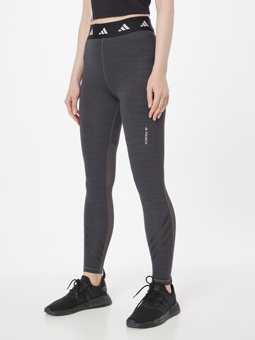 ADIDAS PERFORMANCE Skinny Sportovní kalhoty 'Techfit 3-Stripes' – šedá: přední strana